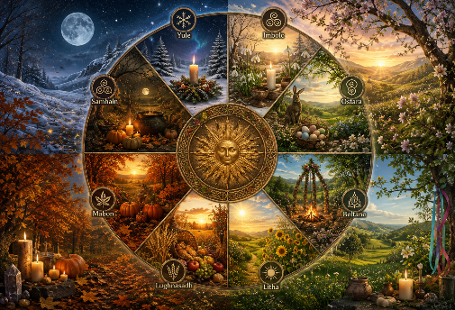 La Roue de l'Année - Les 8 Sabbats : Vivre l'Énergie des Saisons Sacrées